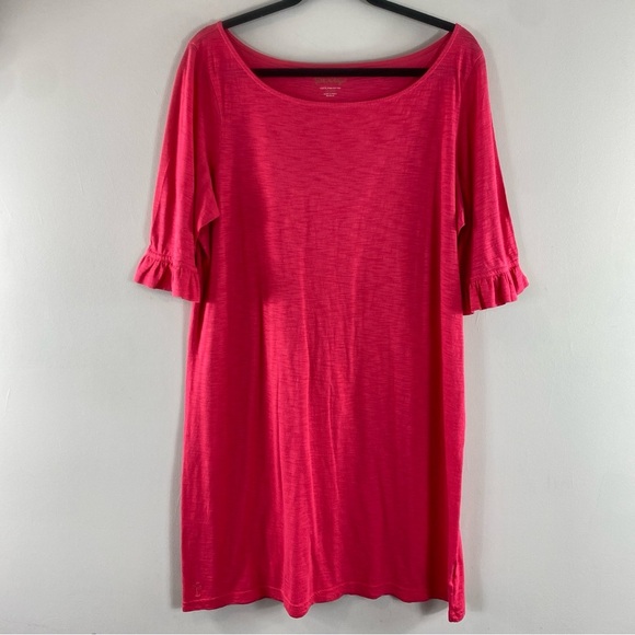 Lilly Pulitzer Pinkish Red Flutter Sleeve 100% Pima Cotton Dress Sz XL - Picture 2 of 11